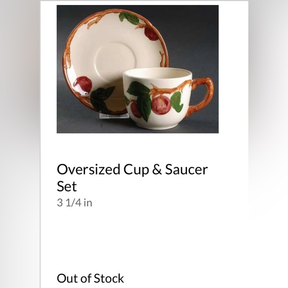 🍎 XL mug Franciscan Apple jumbo bullion saucer VHTF vintage CA USA EUC oversize - Picture 10 of 11